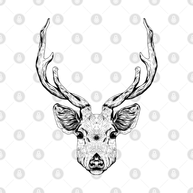 Line drawing - deer head by Modern Medieval Design