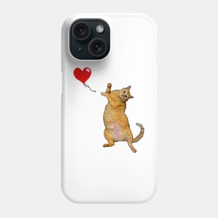 Cat releasing heart balloon Phone Case