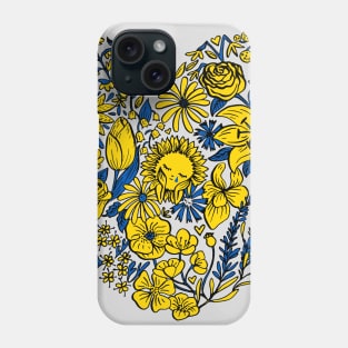 Heart of Flowers for Ukraine (Light Grey Background) Phone Case