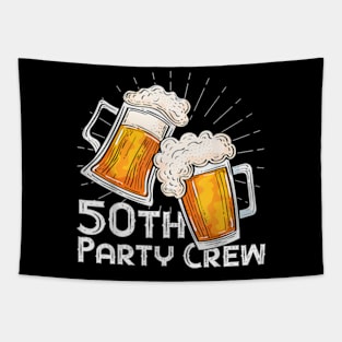 50Th Birthday Crew Party Men Women Drinking Beer Tapestry