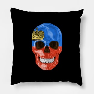 Liechtenstein Flag Skull - Gift for Liechtensteiner With Roots From Liechtenstein Pillow