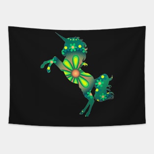 Green Nature Unicorn flowers Tapestry