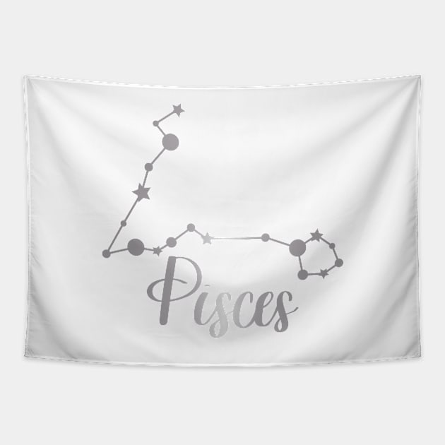 Pisces Zodiac Constellation in Silver Tapestry by Kelly Gigi