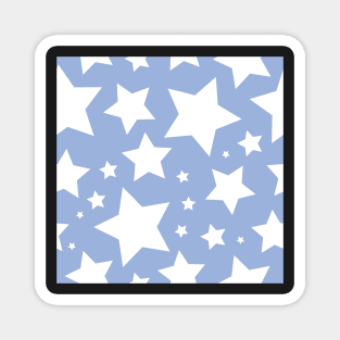 White star print on sky blue Magnet