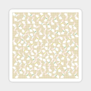 Cute Rabbit Pattern on Beige Background Magnet