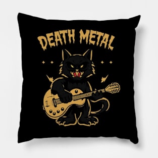 Death Metal Satanic Baphomet Cat playing guitar Pillow