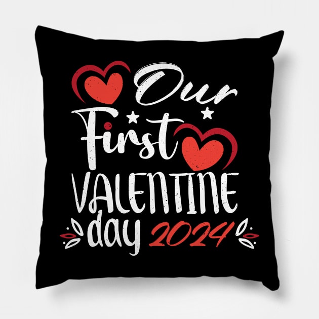 Our First Valentines Day Together 2024 Matching Couple Pillow by Giftyshoop