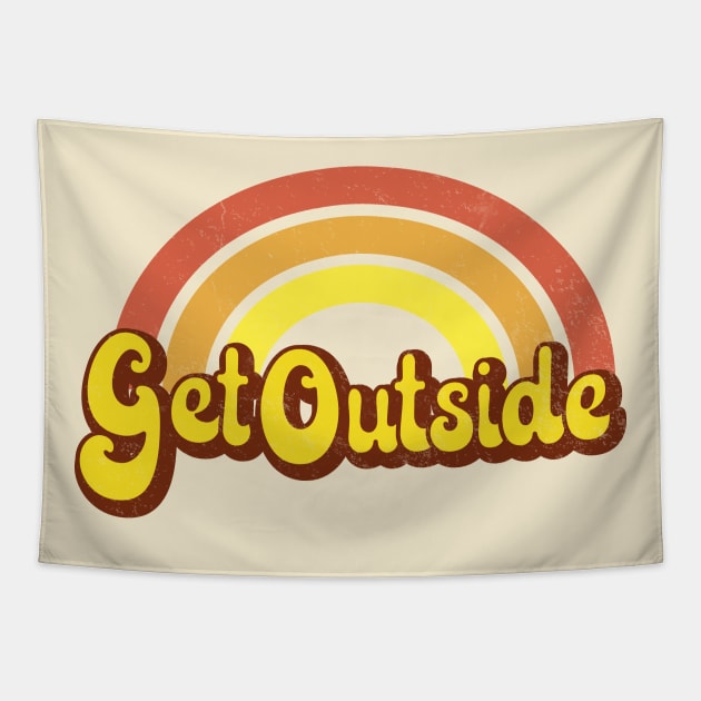 Get Outside Retro Rainbow Tapestry by Jitterfly