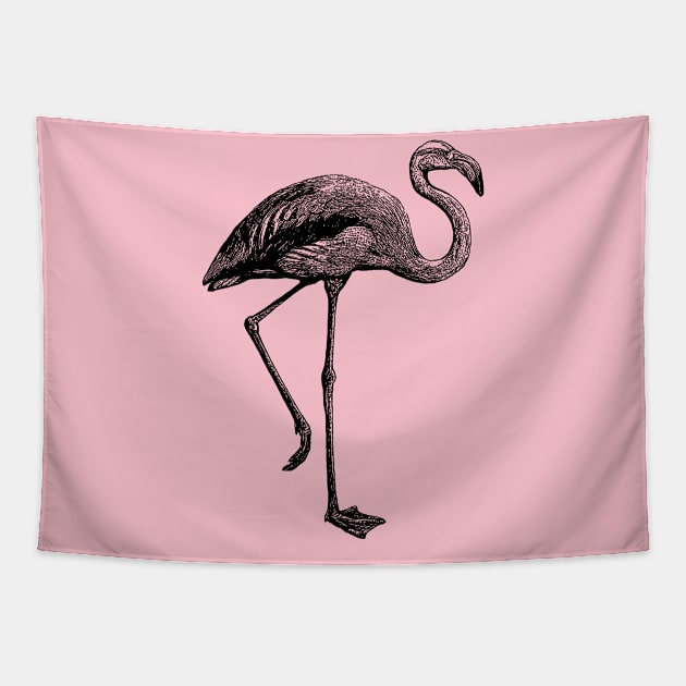 Flamingo Fan, Vintage Flamingo, Flamingo Art Tapestry by penandinkdesign@hotmail.com