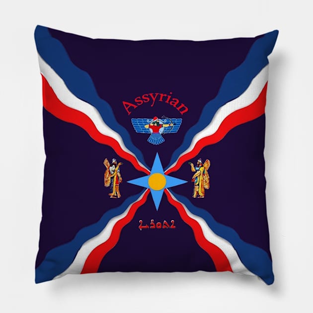 ASSYRIAN Flag & Symbols Pillow by doniainart