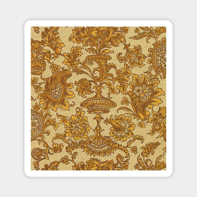 Fancy Golden Antique Foliage Wall Paper Magnet by softbluehum