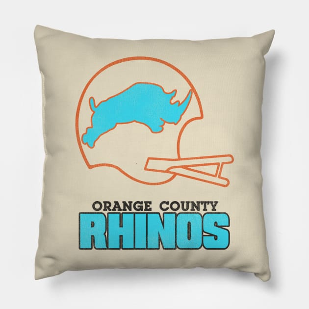 Defunct Orange County Rhinos Football Team Pillow by Defunctland