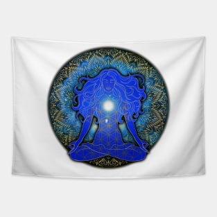 Soul Awakening Blue Mandala Tapestry