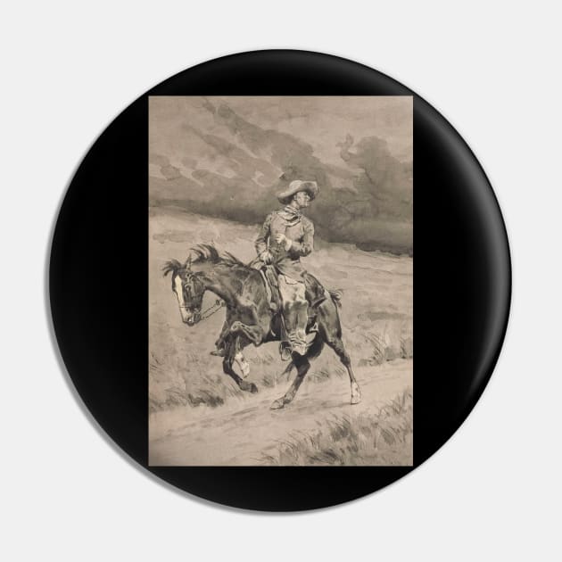 Cowboy On A Horse - Vintage Western American Art Pin by Click Here For More