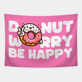 Donut Worry Be Happy v2 White Tapestry