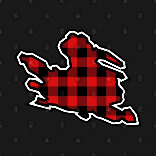 Mayne Island Silhouette in Red and Black Plaid - Simple Pattern - Mayne Island by Bleeding Red Paint