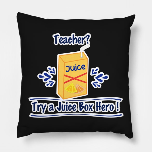 Juice Box Hero Pillow by FamilyCurios