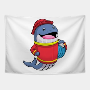 Whale as Firefighter with Hose Tapestry