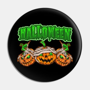 Halloween Zombie Pumpkins Scary Green-Eyed Pin