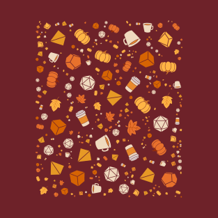 Pumpkin Dice and Dice Tabletop RPG Pattern T-Shirt