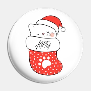 Kitty Cat Christmas Stocking Pin