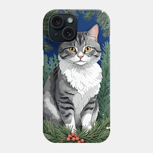 Cute Cartoon-Style Maine Cat With Pine Phone Case