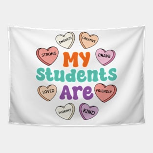 Teacher Valentines Day Positive Affirmations Candy Heart Tapestry