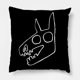 Hand-drawn animal skull white Pillow