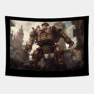 Epic Giant Robot Steampunk style Tapestry