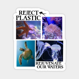 Reject Plastic Rejuvenate Our Waters - Environmental Awareness (Save The Fish) Magnet