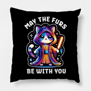 May the 4th be with You Funny Cat Lover Pun Jedi Pillow