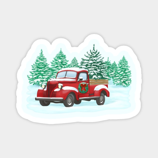 Vintage Christmas Truck Magnet by Hareguizer