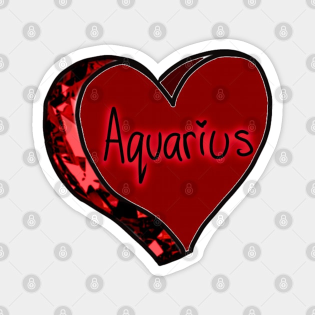 Aquarius Red Garnet Love Heart Magnet by ROLLIE MC SCROLLIE