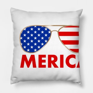 merica sunglasses American Flag Pillow