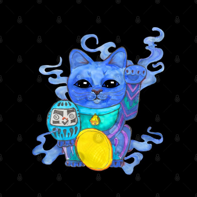 Genie Blues Lucky Cat by JenStedman73