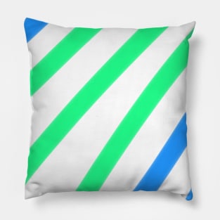 Blue green stripes watercolor art Pillow