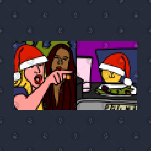 Christmas Woman Yelling at Cat Meme Pixelart by ellenhenryart