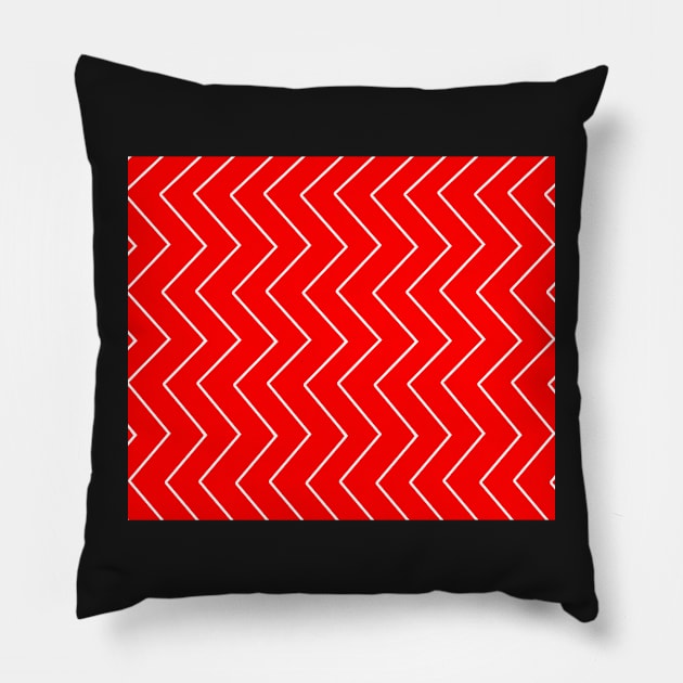 Abstract zigzag - red and white. Pillow by kerens