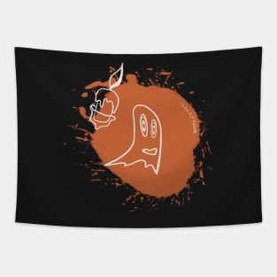 Scary Halloween ghost with a candle Tapestry