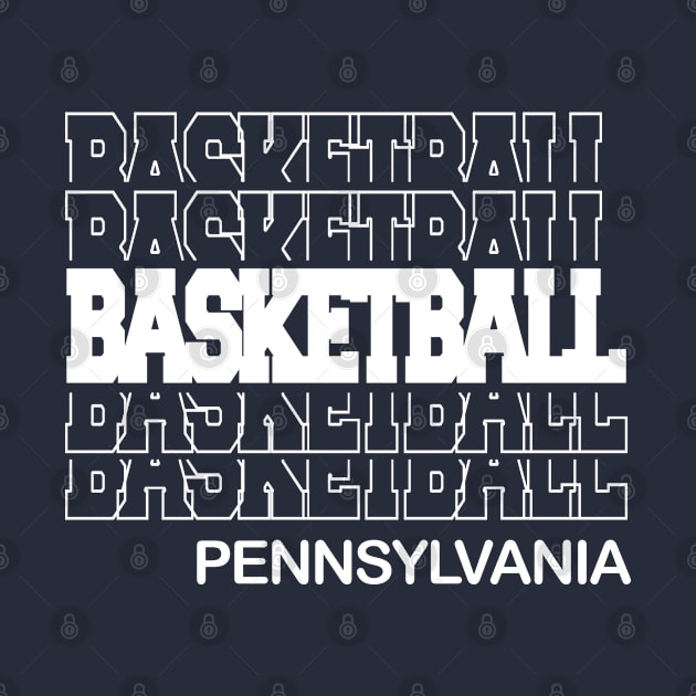 Basketball Pennsylvania in Modern Stacked Lettering by tropicalteesshop