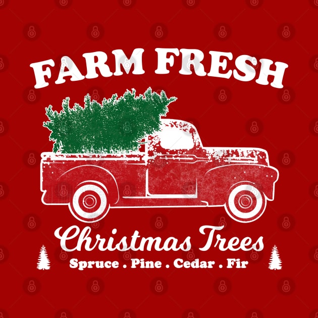 Classic Red Truck - Farm Fresh Christmas Tree by meowstudio