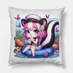 Cute Skunk Sailor Girl Pillow