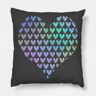 Big Heart Little Rainbow Color Hearts Pillow