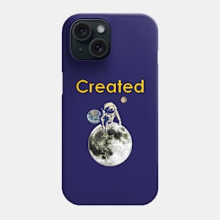 Creationist Spaceman on moon with Mars and Earth Phone Case