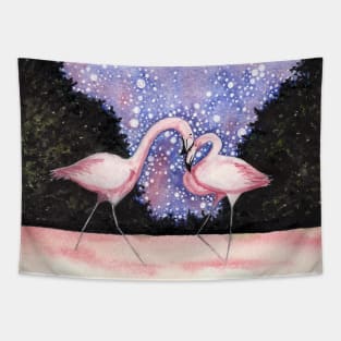 Flamingos in Love Tapestry