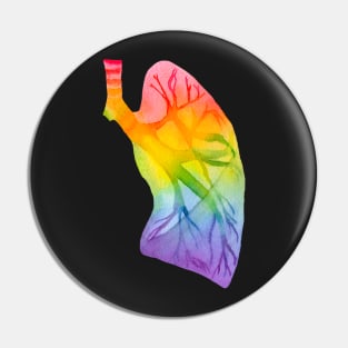 Watercolor Rainbow Lung (dark) Pin