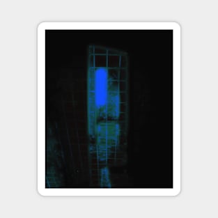 Digital collage and special processing. Bizarre. Room of suffering. Light blue. Evening. Magnet