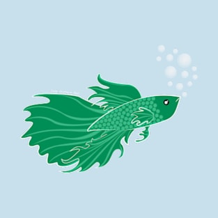 Green Beta Fish Making a Bubble Nest T-Shirt