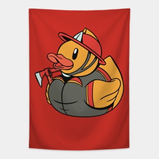 Cute Fire Fighter Rubber Ducky // Fireman Rubber Duckie Tapestry