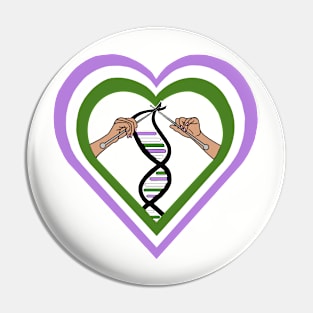 Genderqueer Pride Flag Knitted DNA Heart Pin